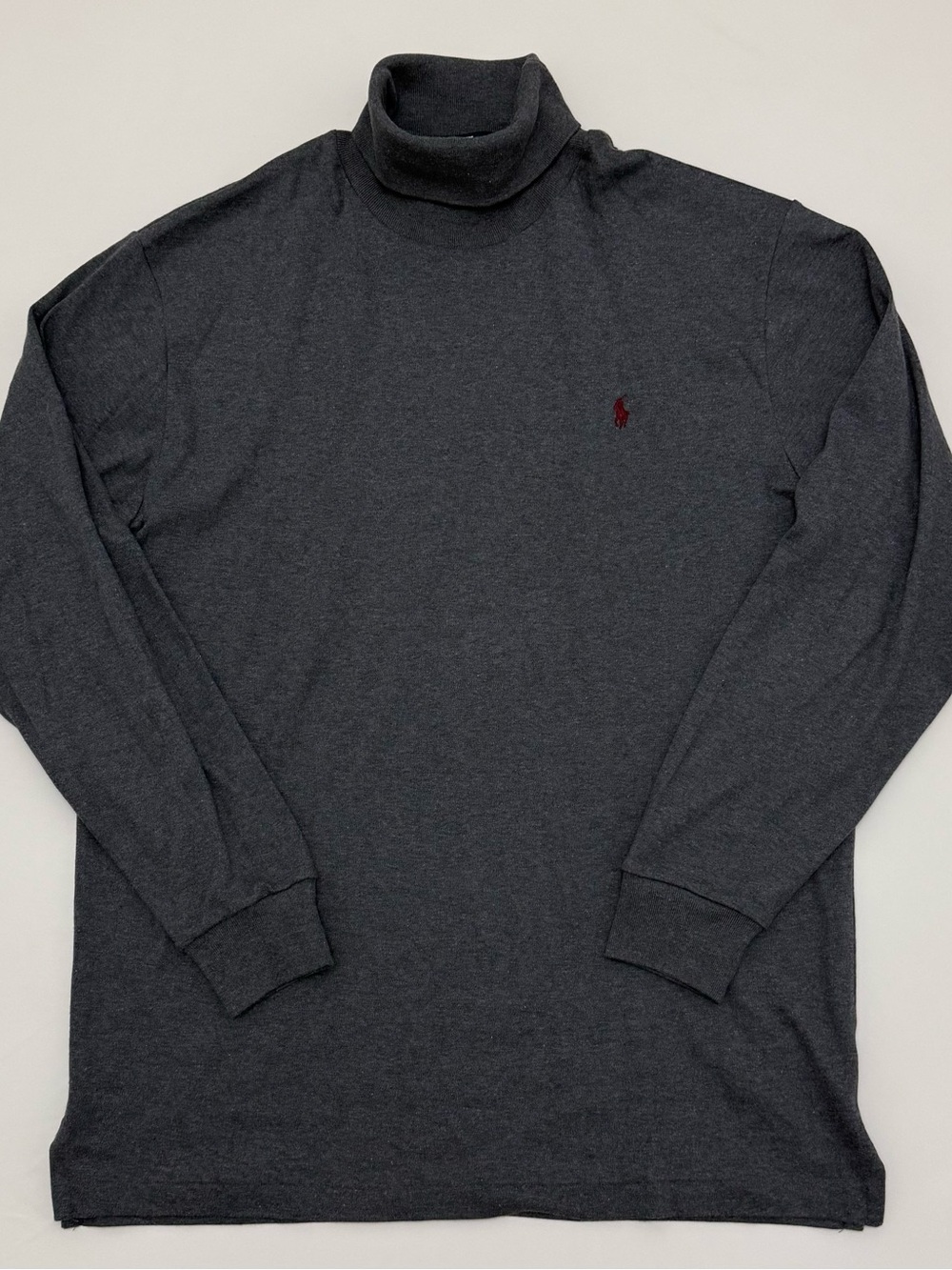 Polo by Ralph Lauren Dark Charcoal Gray Turtleneck Long-Sleeve Shirt Made in USA